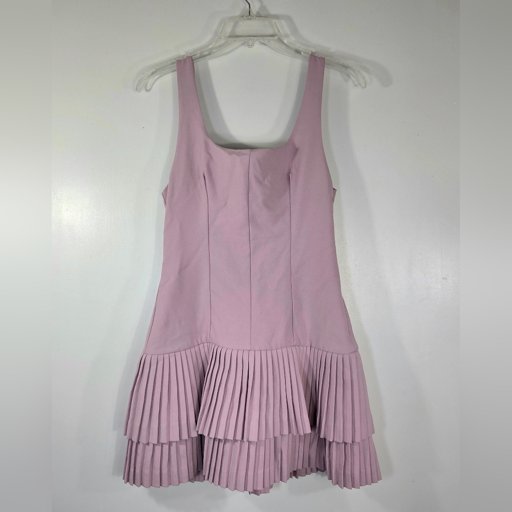NWT ZARA PINK PLEATED TIERED COQUETTE MINI DRESS.